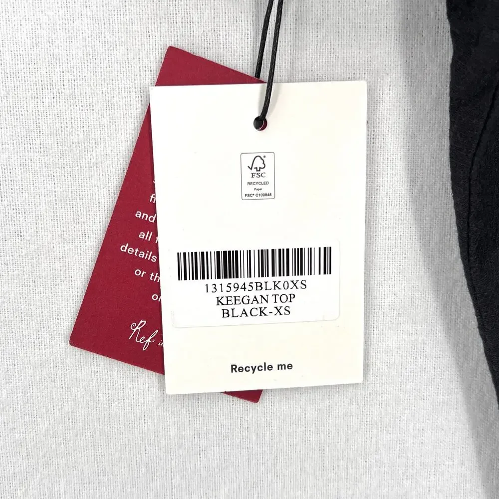 REFORMATION Keegan Top Ibiza Collection Womens XS Black Long Sleeve Twist Crop
